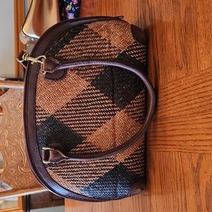 Purse,leather and woven straw.